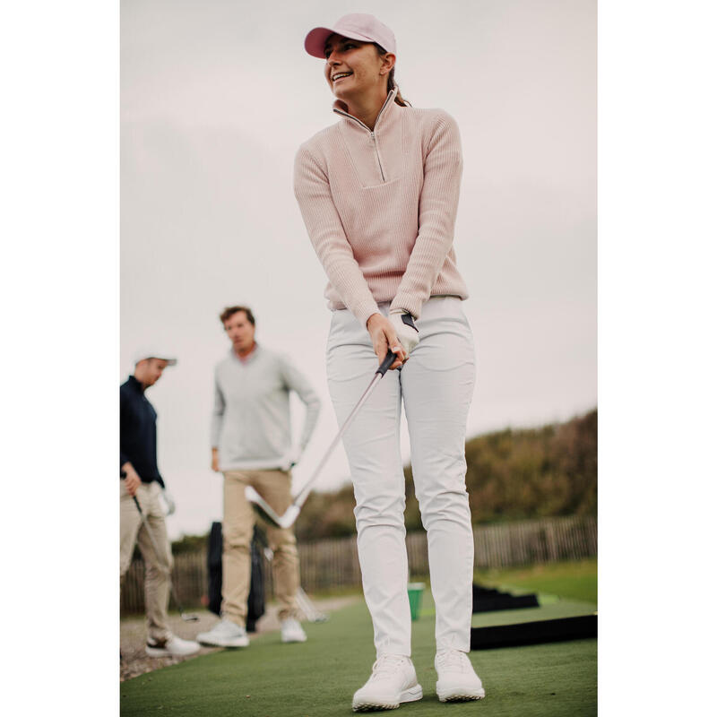 Pantalon chino golf bumbac MW500 Alb Damă