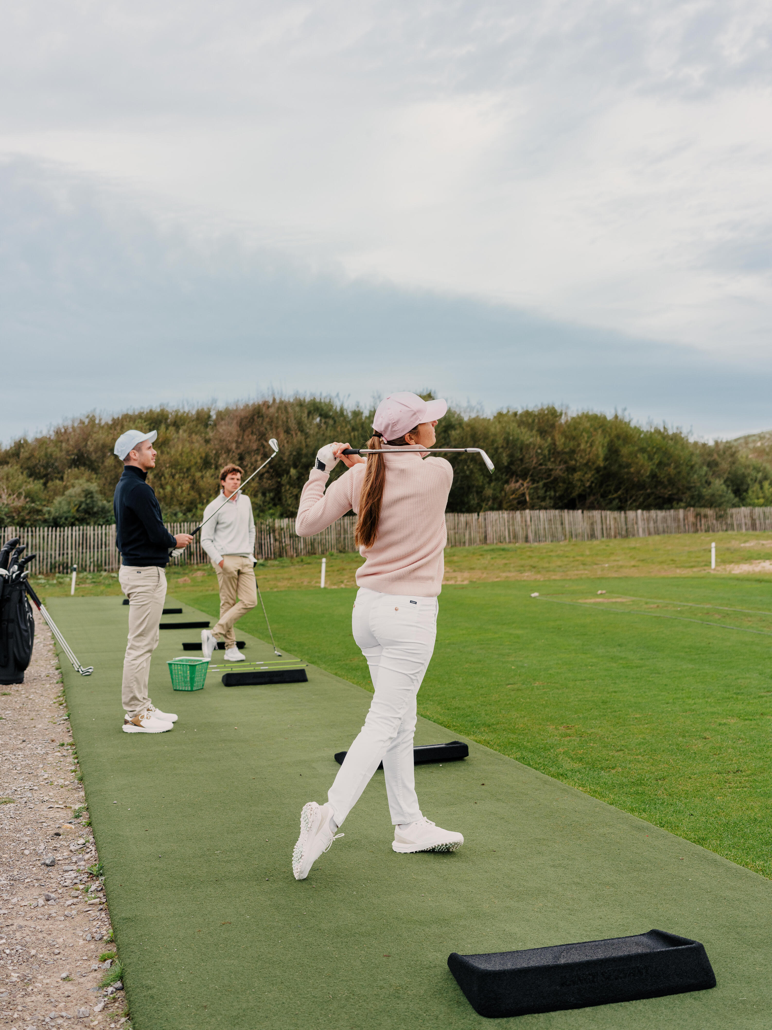 Pantalon chino de golf coton femme, MW500 blanc 7/8