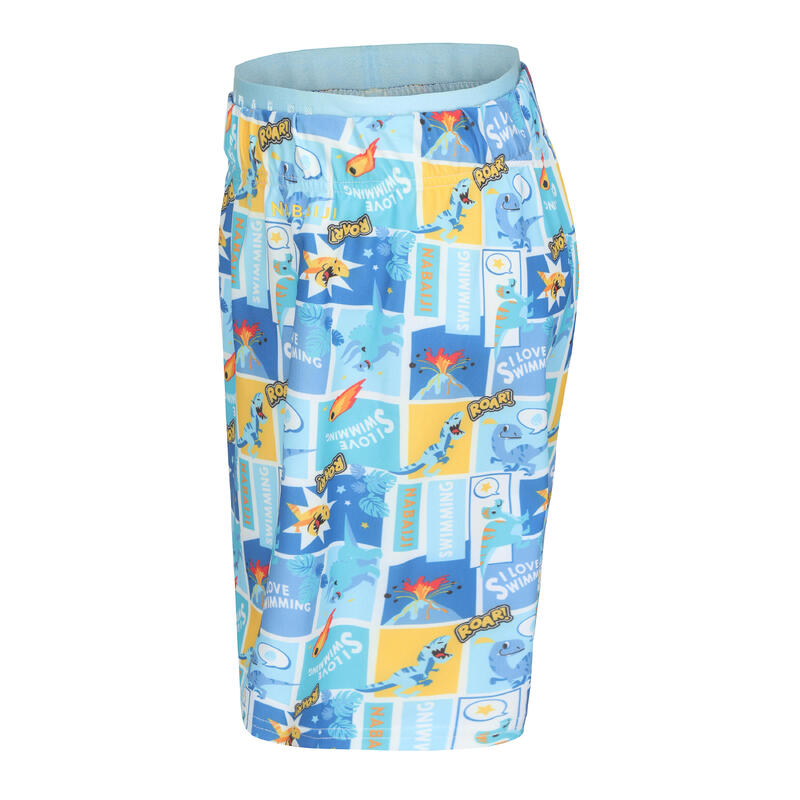 Boy's swim shorts - 100 long - BLUE ALL COMIC