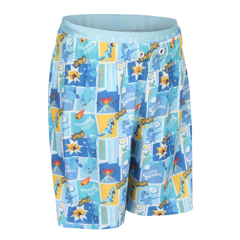 Boy's swim shorts - 100 long - BLUE ALL COMIC