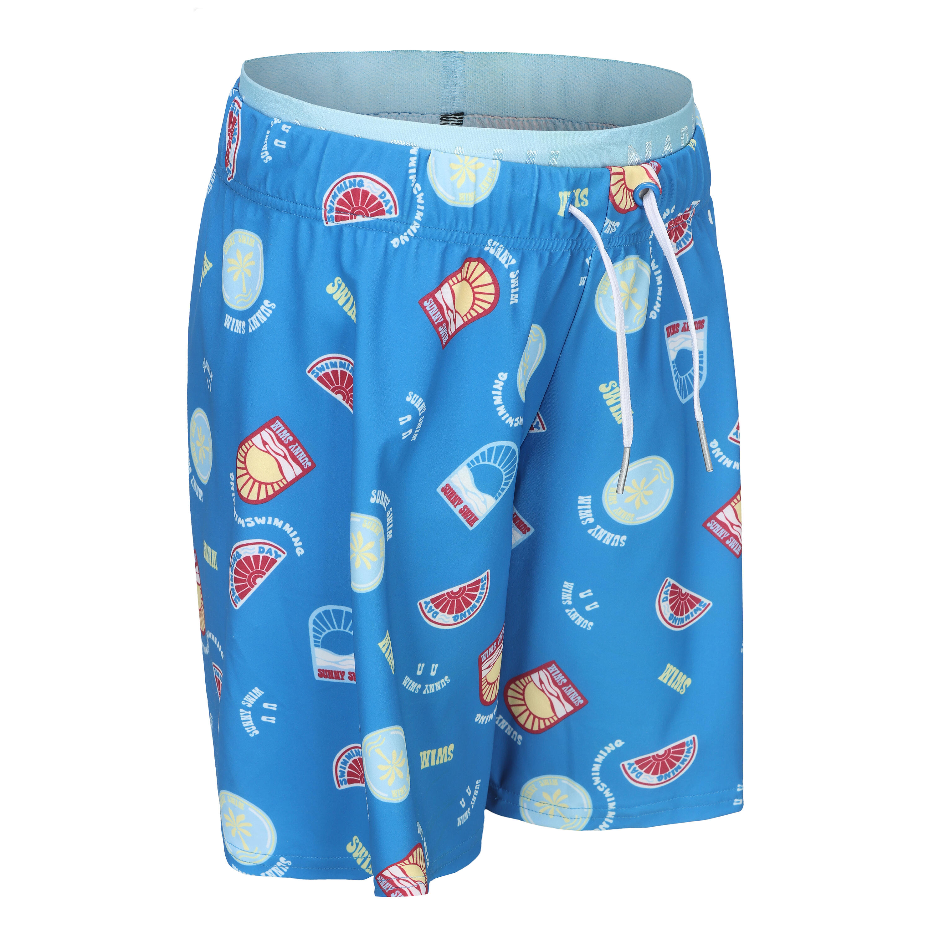 Boy's swim shorts - 100 long - ALL BADGE BLUE