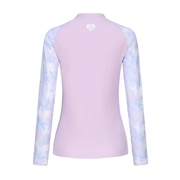 surfing women UV protection zip top PRINT PURPLE PALM