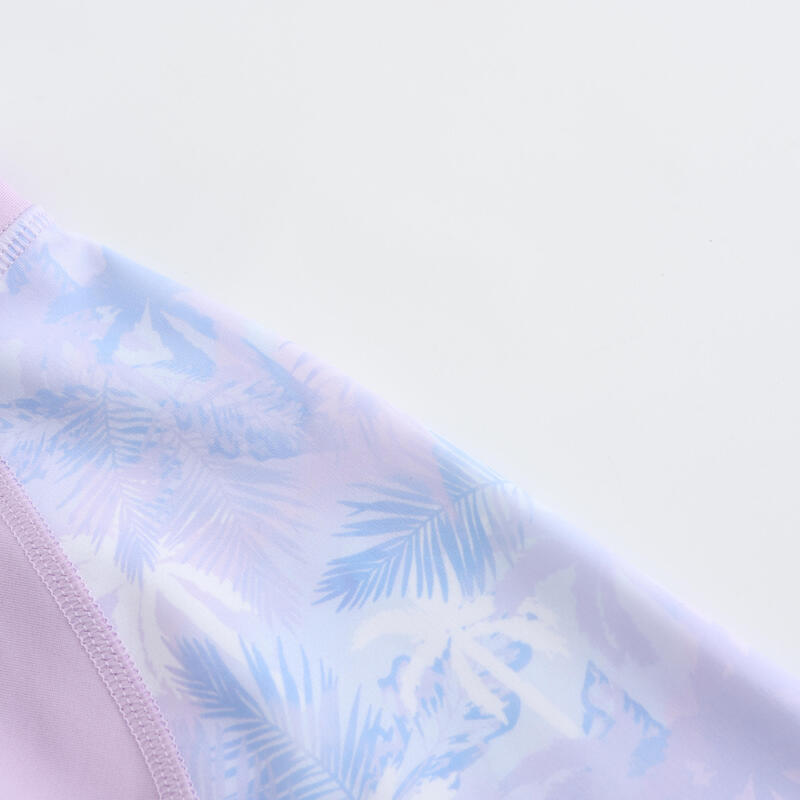 女款抗 UV 衝浪拉鍊上衣－印花／紫色棕櫚款