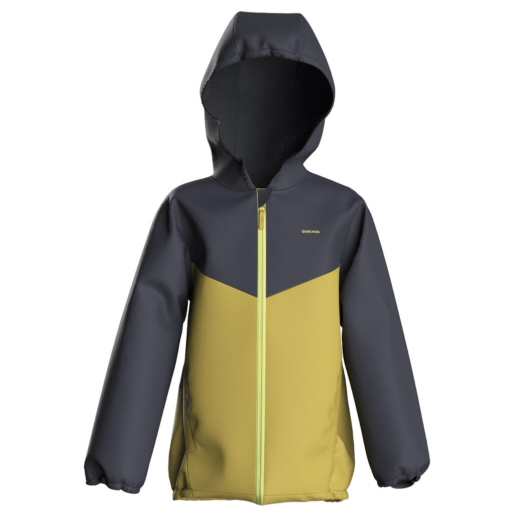 Kids’ waterproof hiking jacket with zip, 7-15 years, MH100
