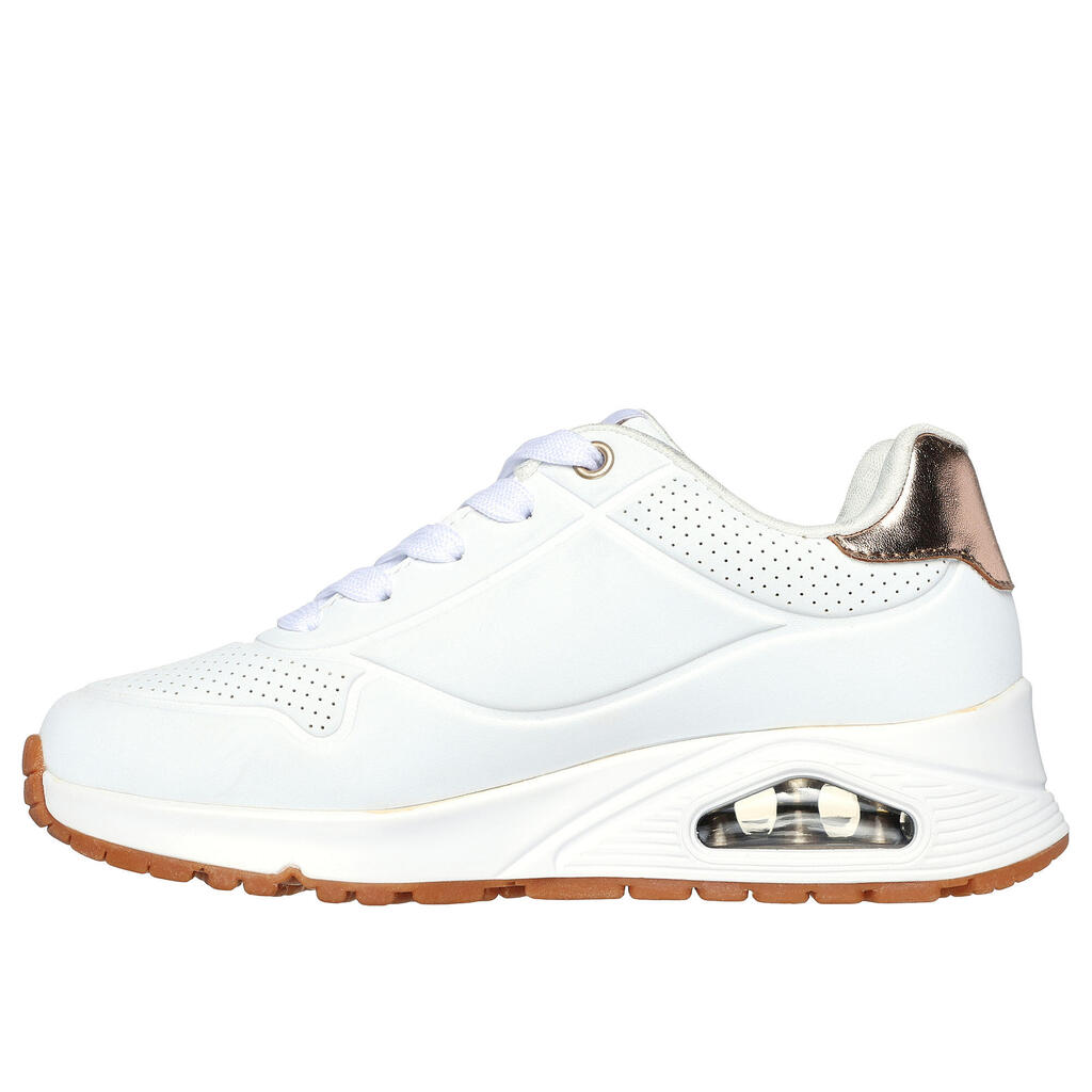 Skechers Sneaker Mädchen Schnürsenkel - Uno weiss/gold 