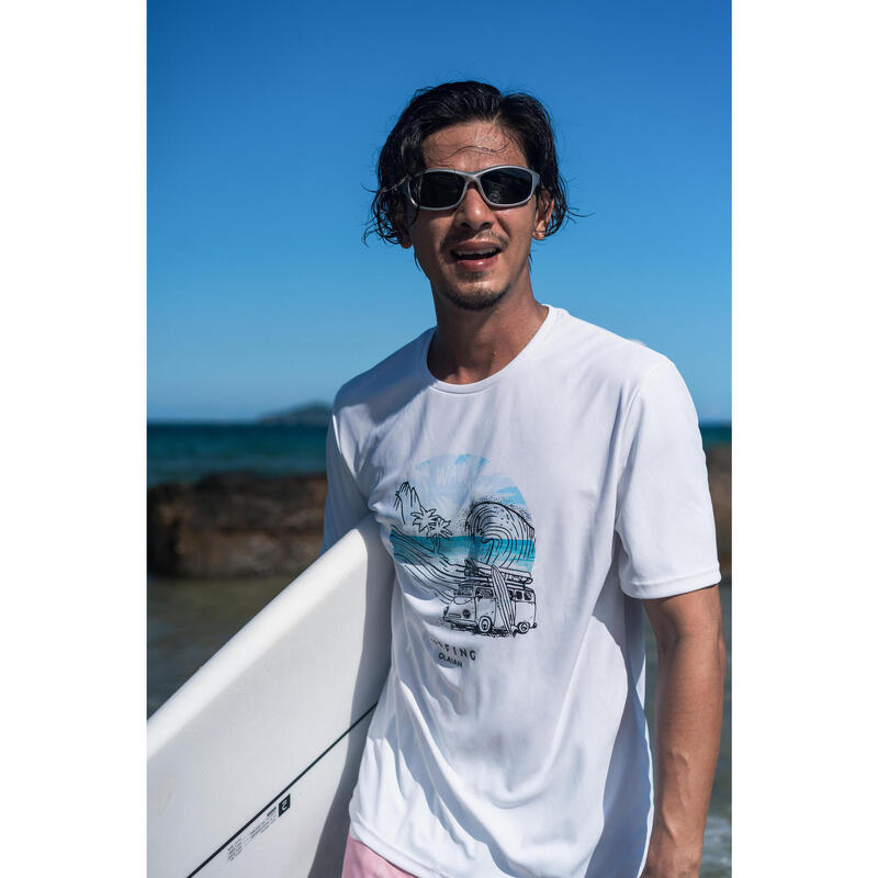 Men's surfing sun protection T-shirt beach white