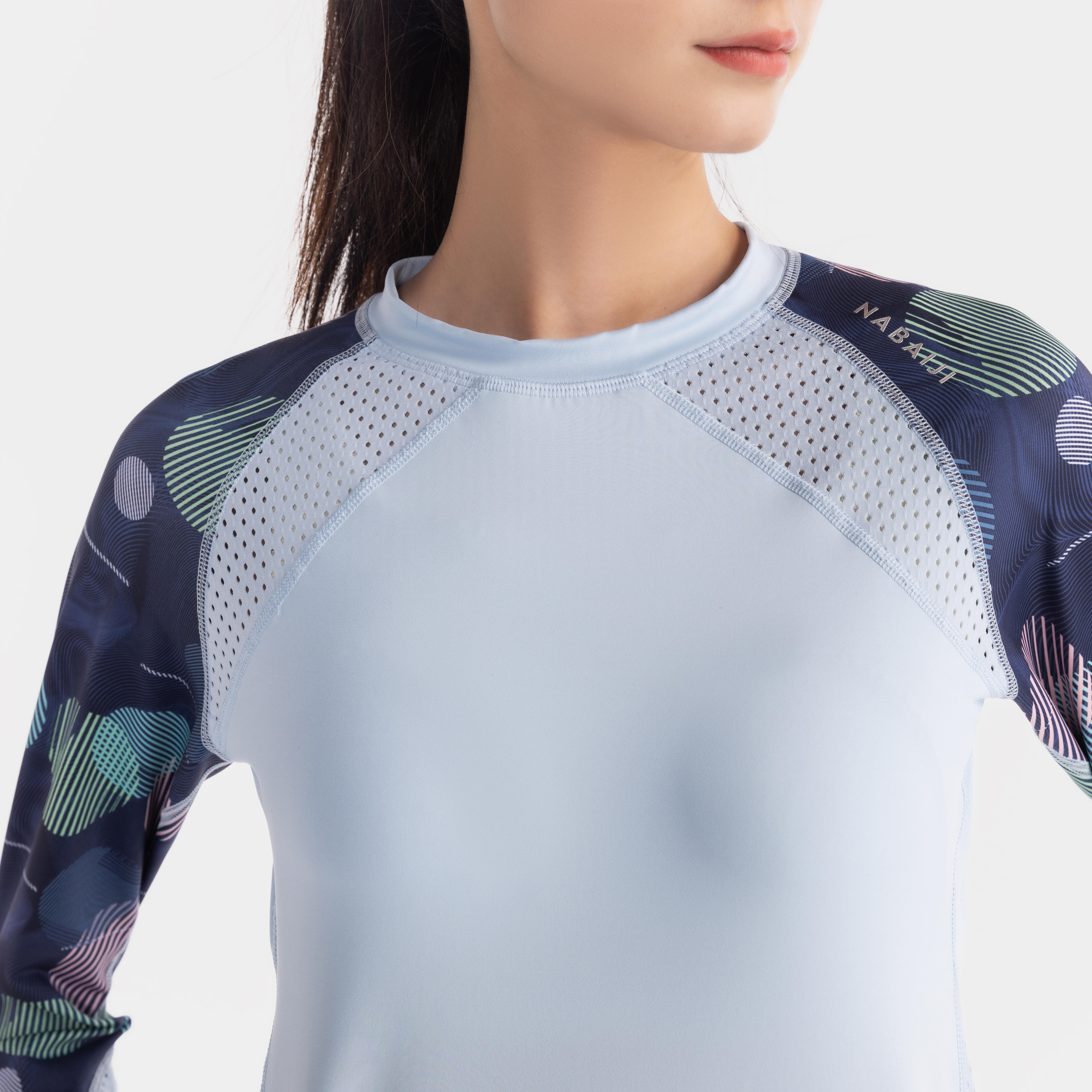 LONG-SLEEVED WATERSPORTS T-SHIRT COSU BUBBLE LIGHT BLUE