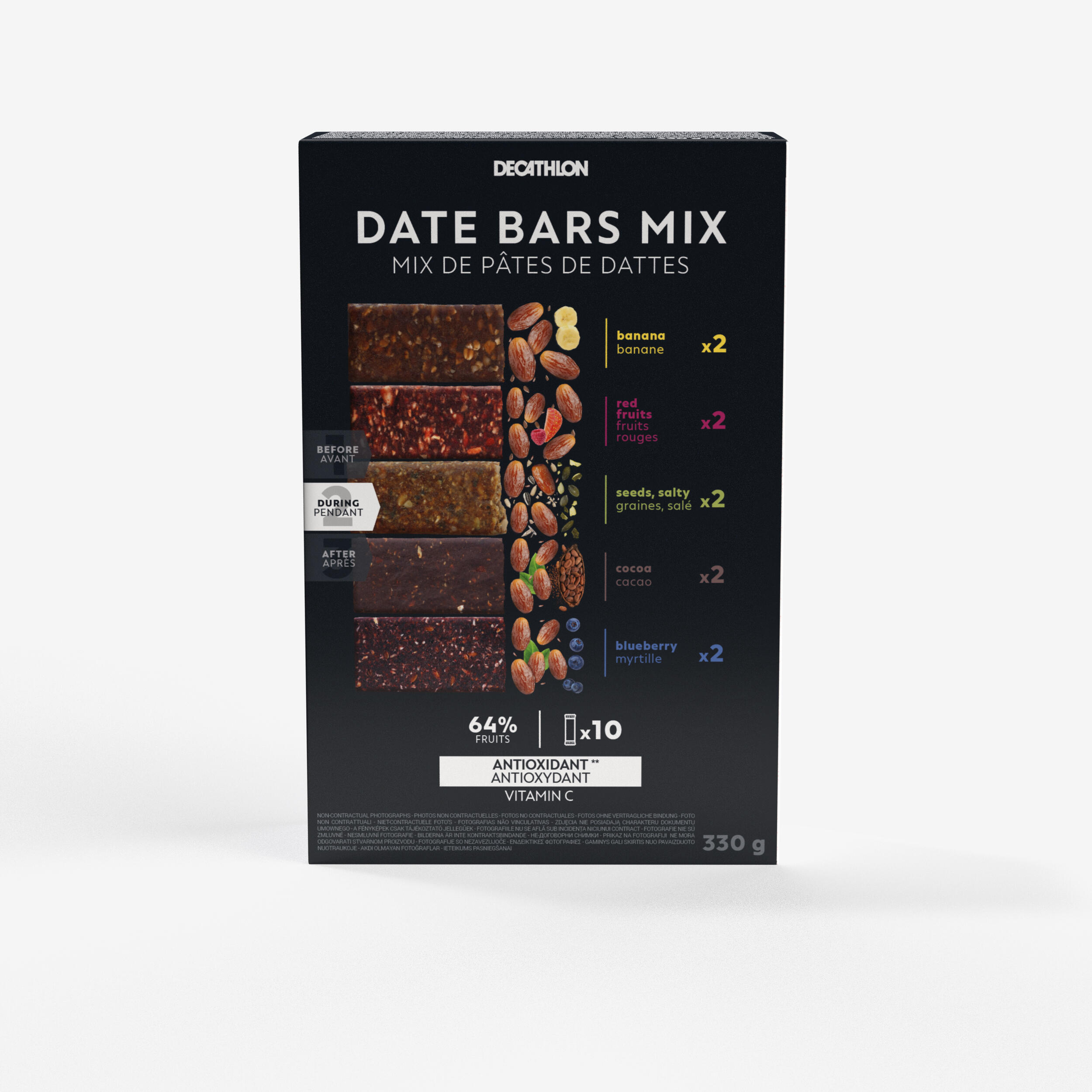 Mixed energy bars with dates - 10 bars 1/2