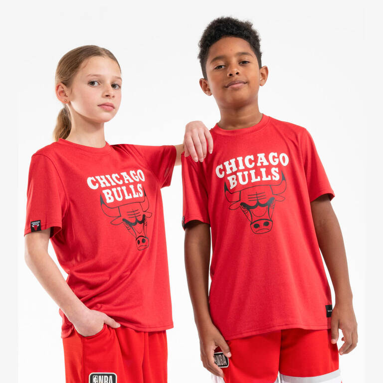 អាវយឺតបាល់បោះកុមារ TS 900 NBA Chicago Bulls - ក្រហម