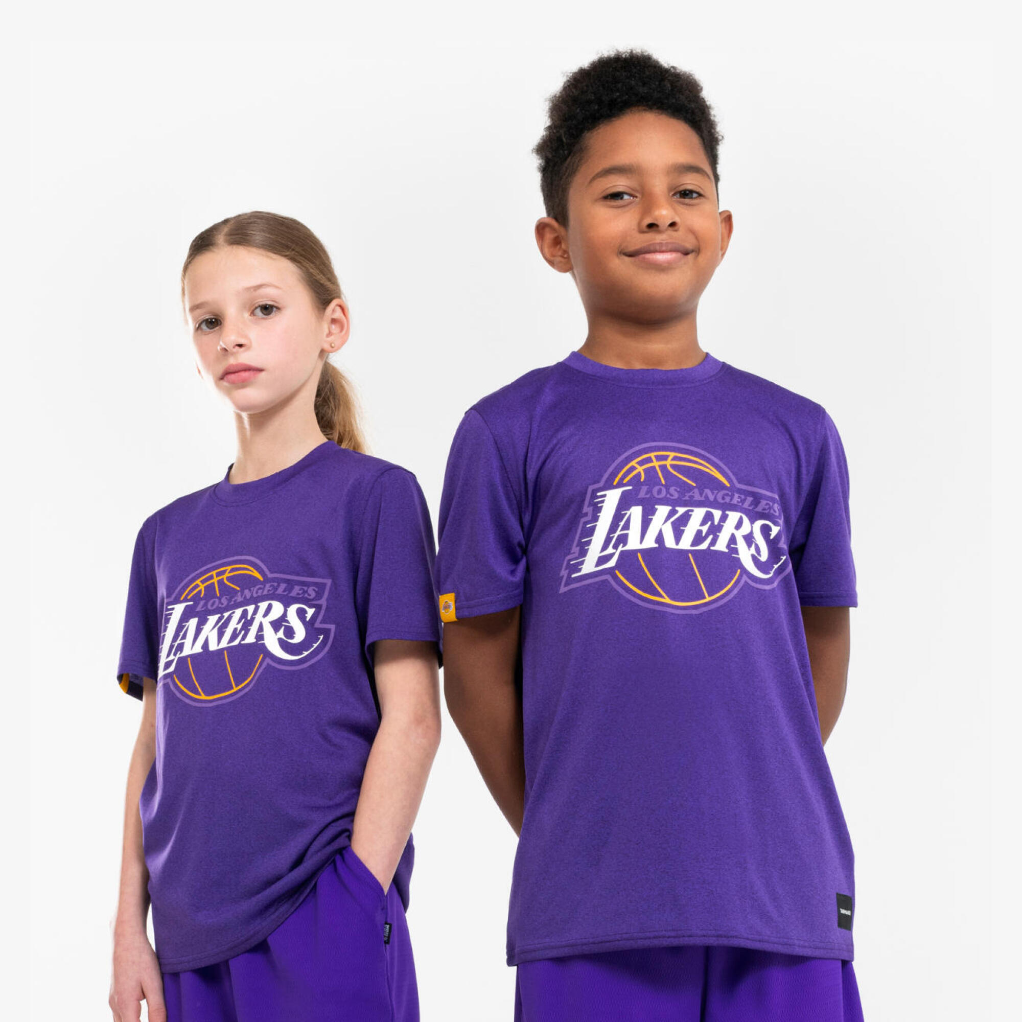 TARMAK Kids' Basketball T-Shirt TS 900 NBA Lakers - Purple