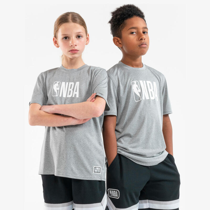 Basketbalshirt voor kinderen TS 900 NBA grijs