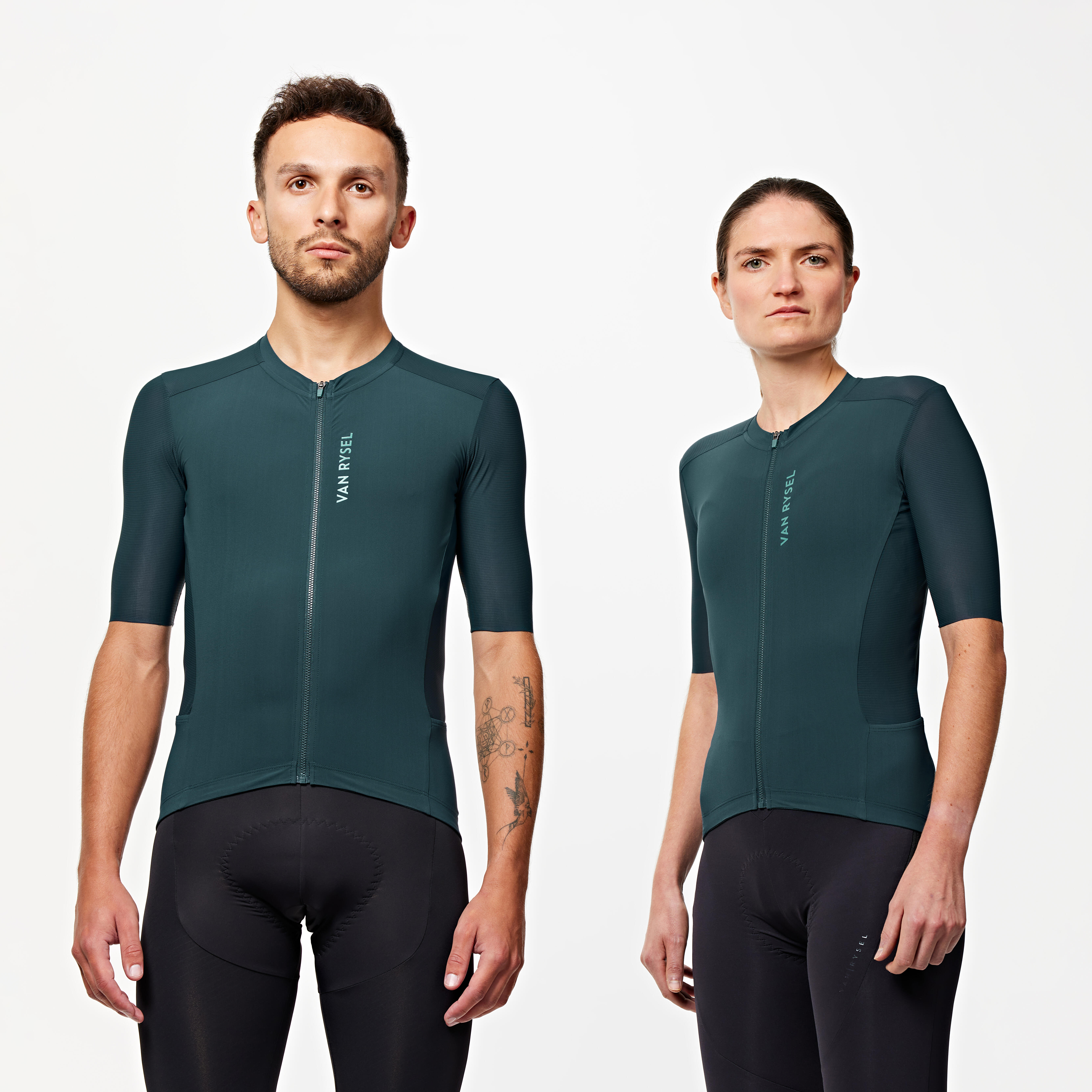 Van Rysel - Maillot De Vélo Route Manches Courtes Été Unisexe - Racer 2 - Maillot Manches Courtes - Velos Et Equipements Route - Bleu-vert - 38 S -