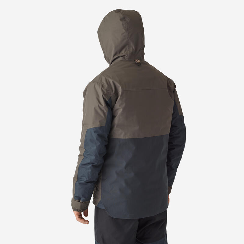 Veste de pêche imperméable chaude Homme - FJ 500 TH kaki