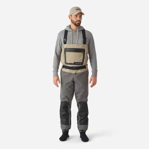 
      Breathable fishing waders 500 BR-S with neoprene booties
  