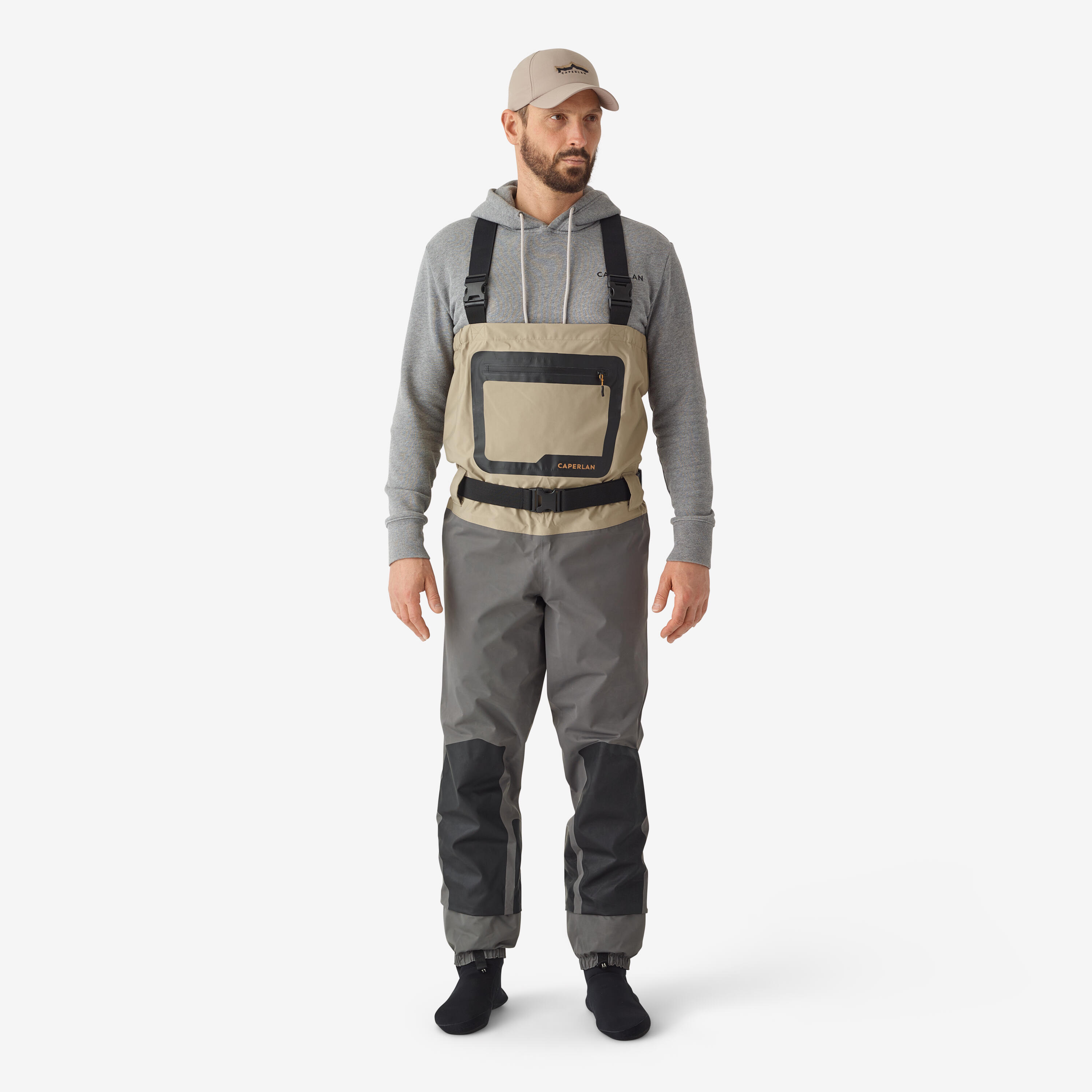 Waders de pesca respiráveis 500 br-s com botins em neoprene