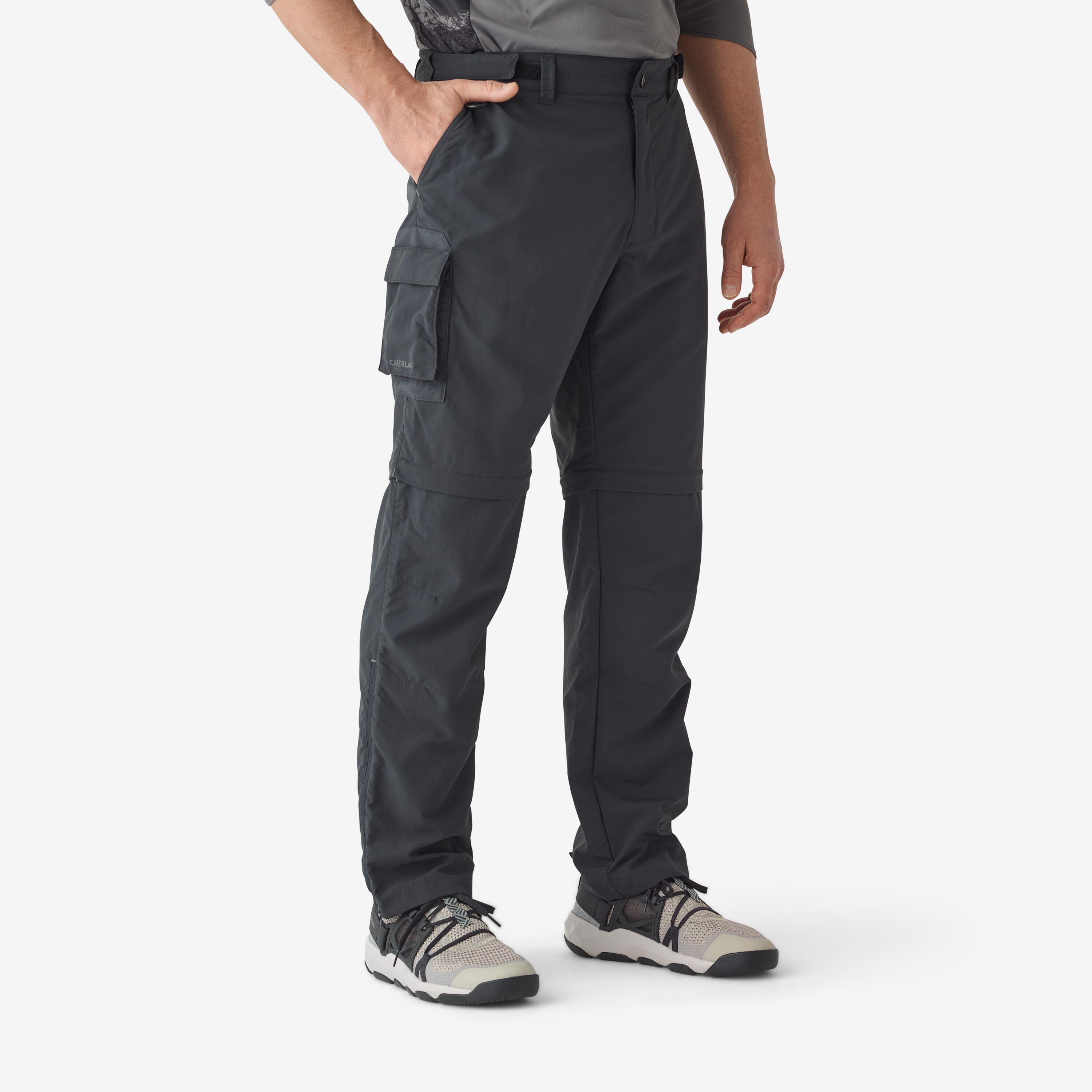 Fishing convertible trousers UPF50+ Men's - FT 500 ANTI-UV grey 1/11