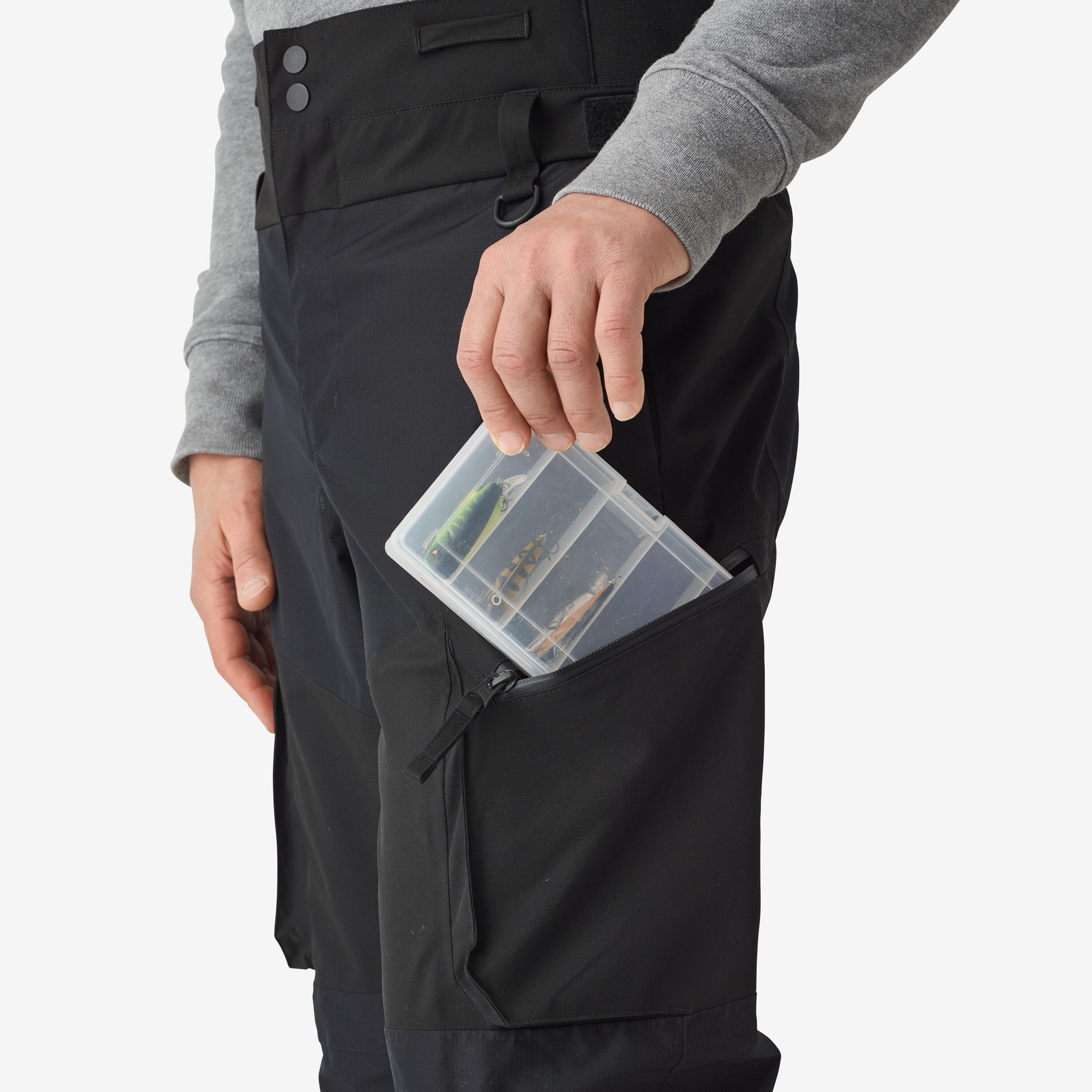 Pantaloni impermeabili pesca uomo FT 500 neri 5/9