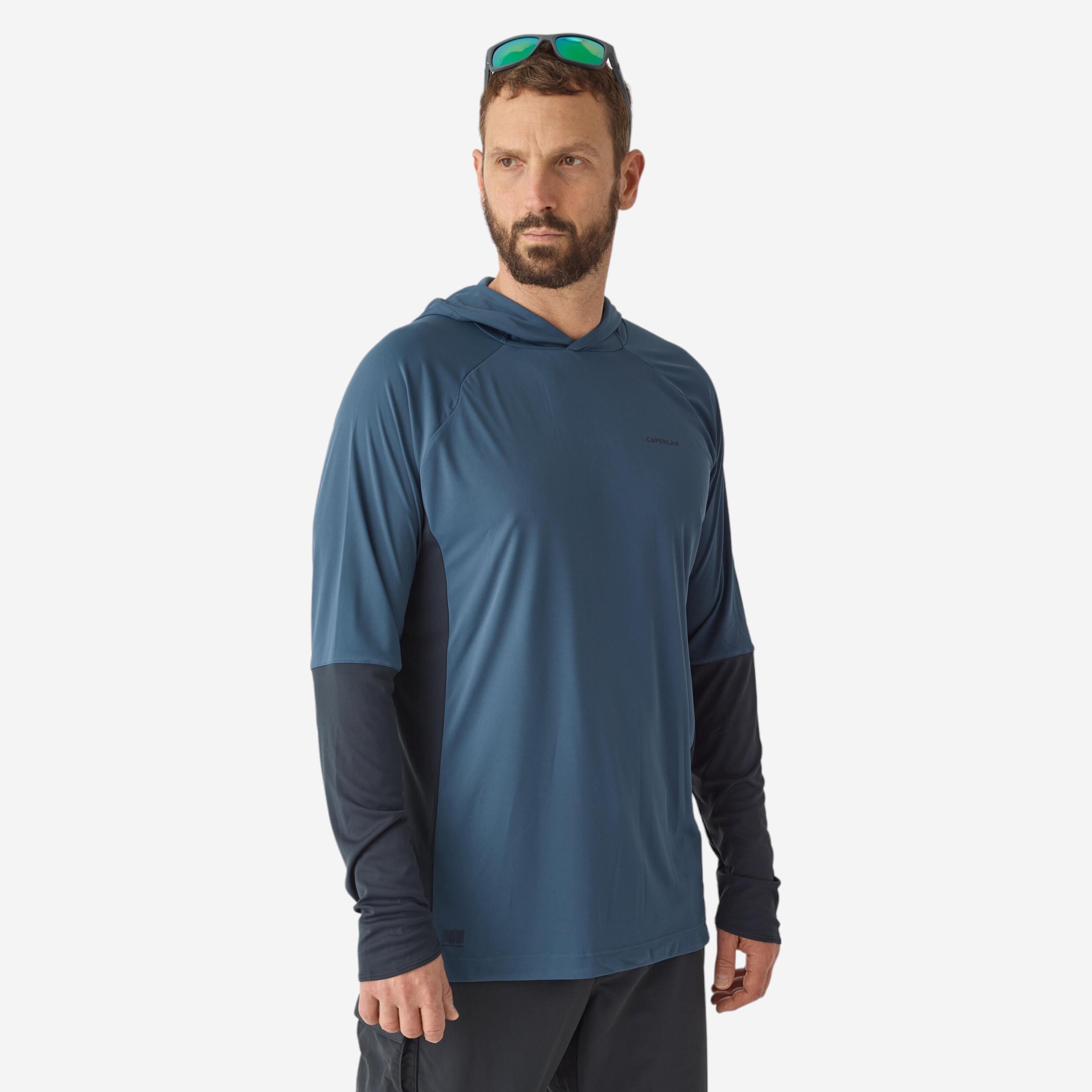 Tee-shirt de pêche anti-UV à capuche - 500 bleu - CAPERLAN