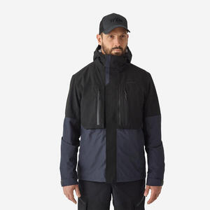 Chaqueta Pesca FJ 500 WPF Hombre Gris Negro Impermeable