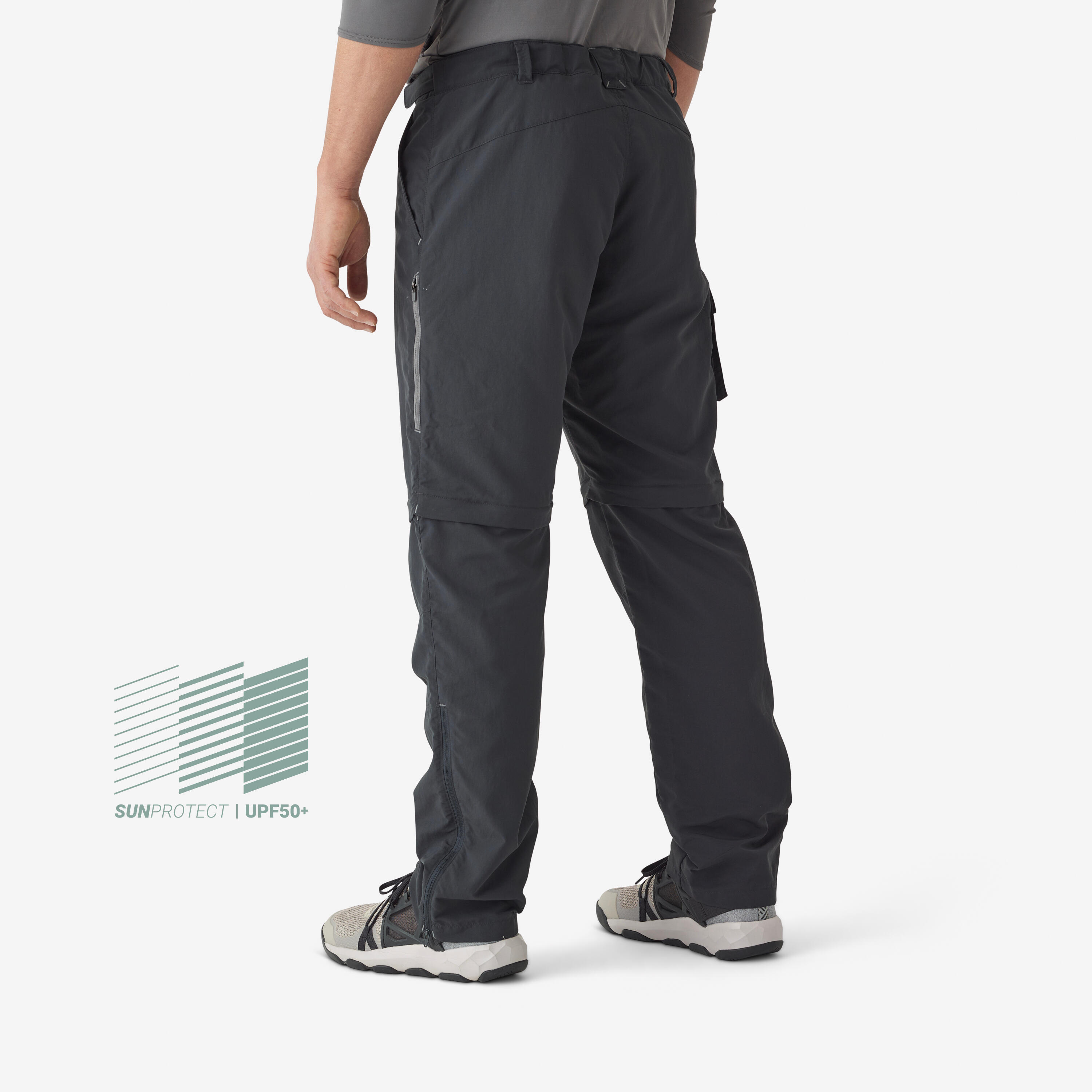 Uomo Pantaloni da pesca convertibili UPF50+ - FT 500 ANTI-UV grigio