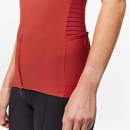 Women's Road Cycling Short-Sleeved Jersey Endurance - Brick Red