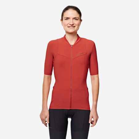 Women's Road Cycling Short-Sleeved Jersey Endurance - Brick Red