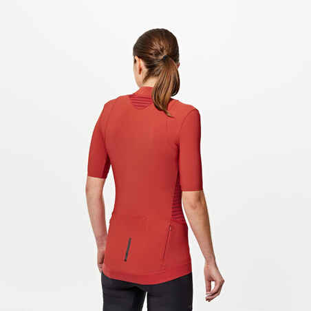 Women's Road Cycling Short-Sleeved Jersey Endurance - Brick Red