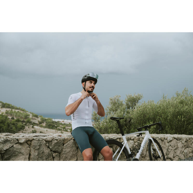 Uniseks fietsshirt met korte mouwen RACER 2 zomer wit