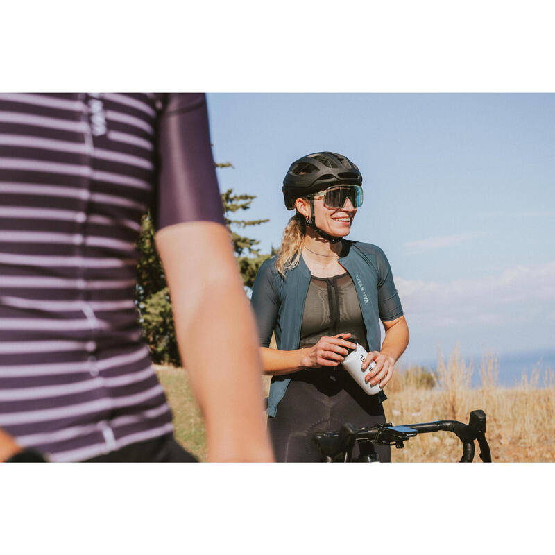 Colanți cu bretele ciclism pe șosea/ciclosport quick-zip Negru Damă 