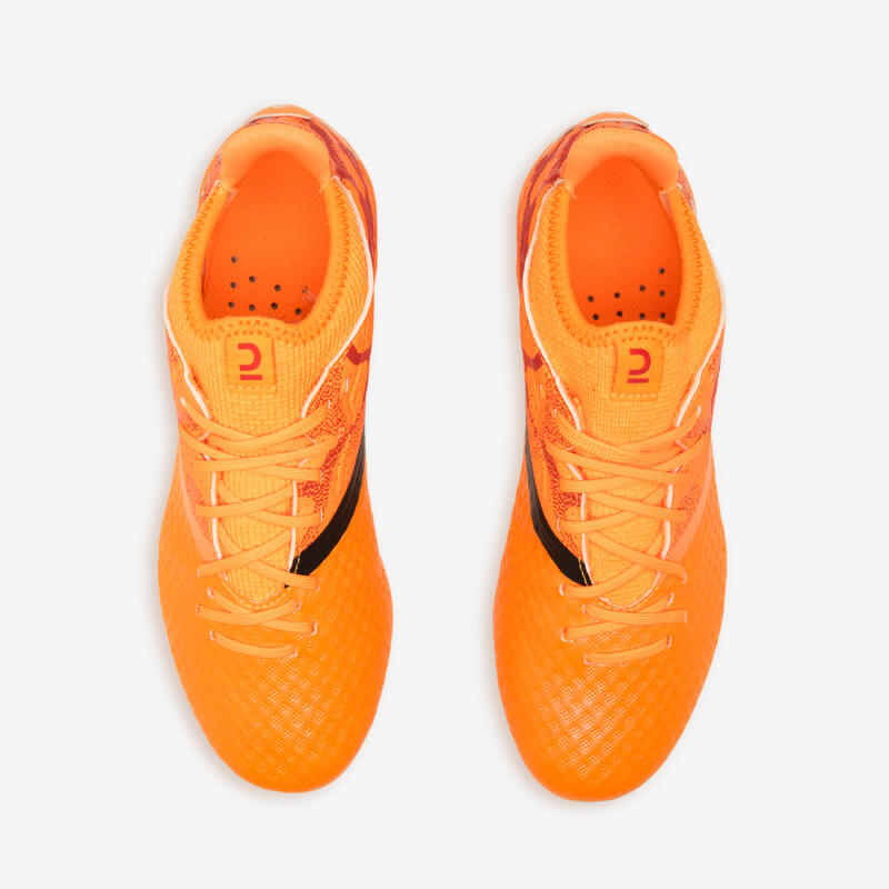 Buty do piłki nożnej dla dzieci Kipsta Viralto III MG/AG Mango sznurowane