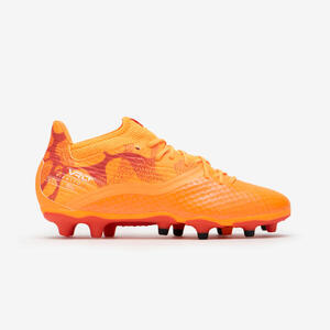 Botas de fútbol cómodas para niño con cordones VIRALTO III FG naranja mango