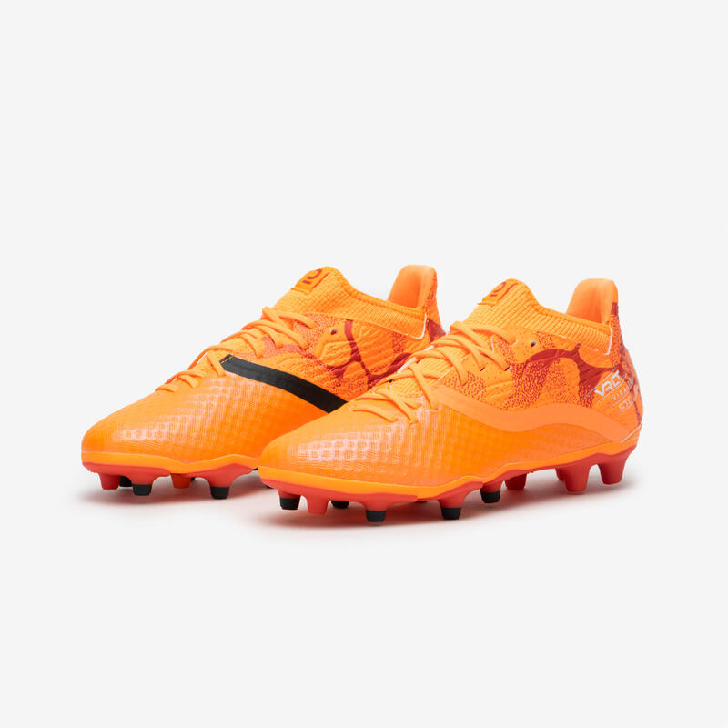 Buty do piłki nożnej dla dzieci Kipsta Viralto III FG Mango sznurowane