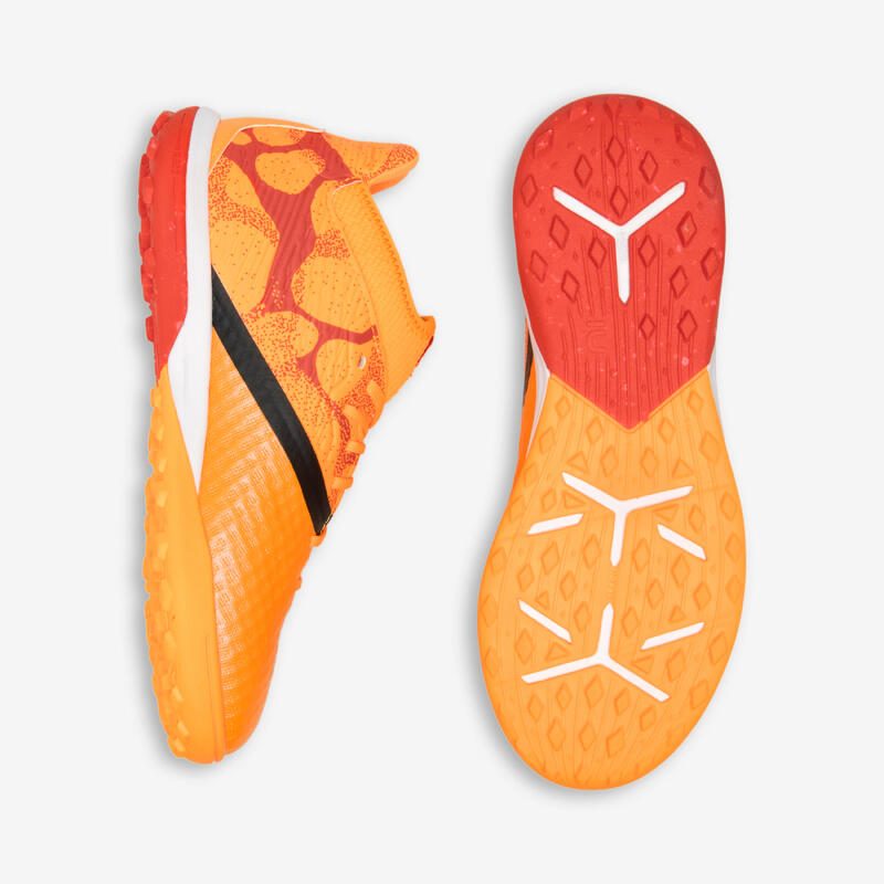 Buty do piłki nożnej dla dzieci Kipsta Viralto III TURF Mango sznurowane