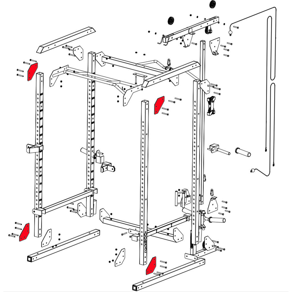 Befestigungsplatten - Rack 900 mit Seilzug 