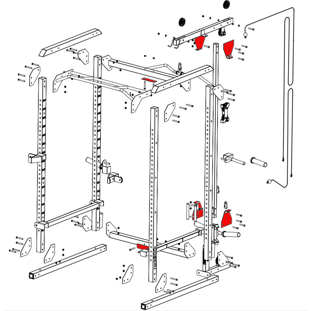 Befestigungsplatten geführte Last - Power Rack 900