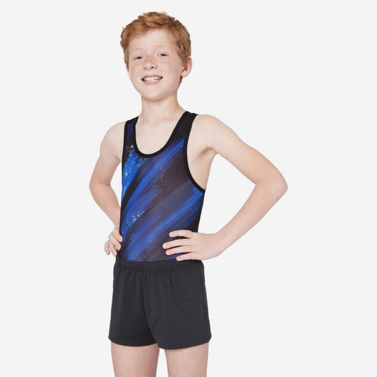 Léotard de gym garçon - imprimé noir et bleu