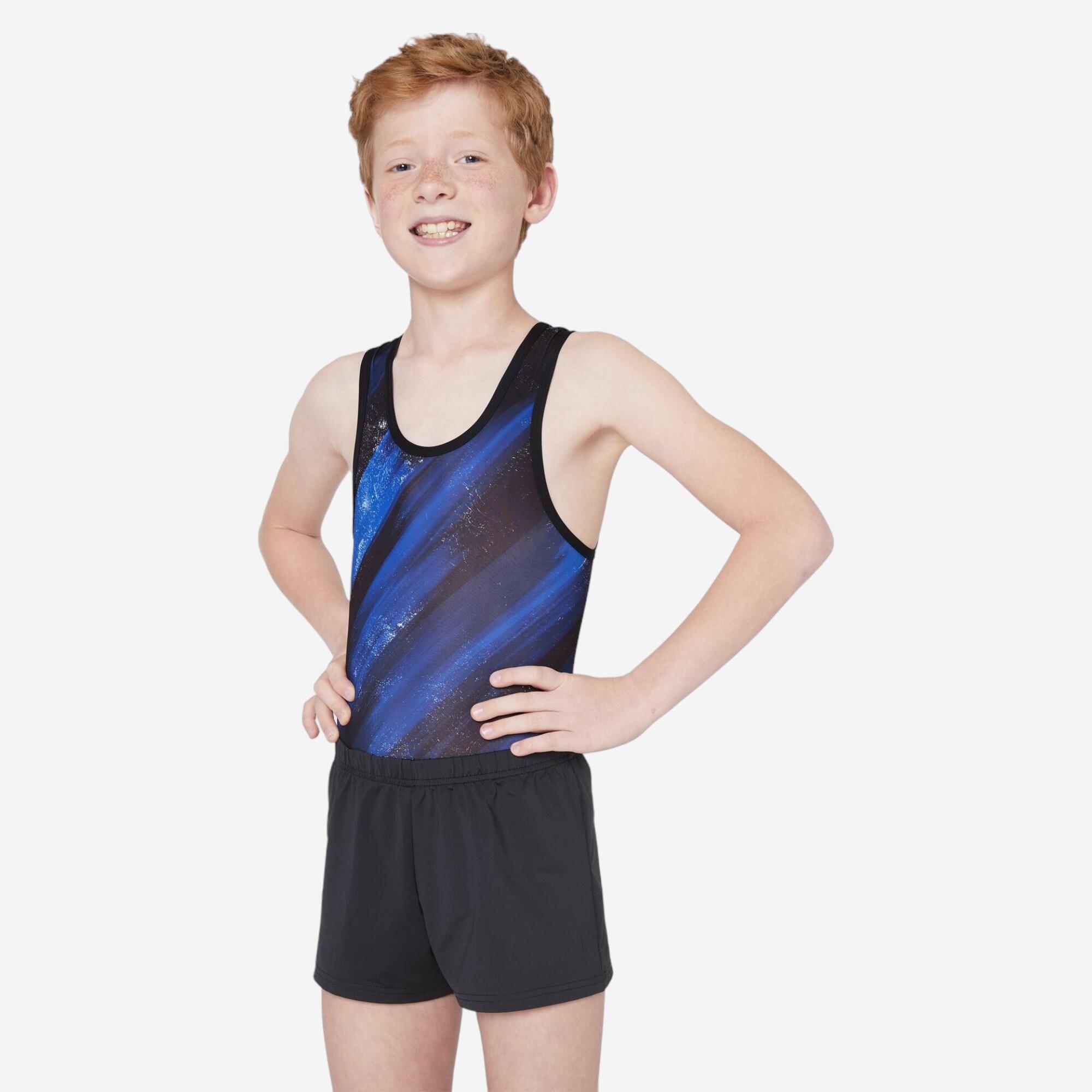 Boy's gym leotard - black and blue print