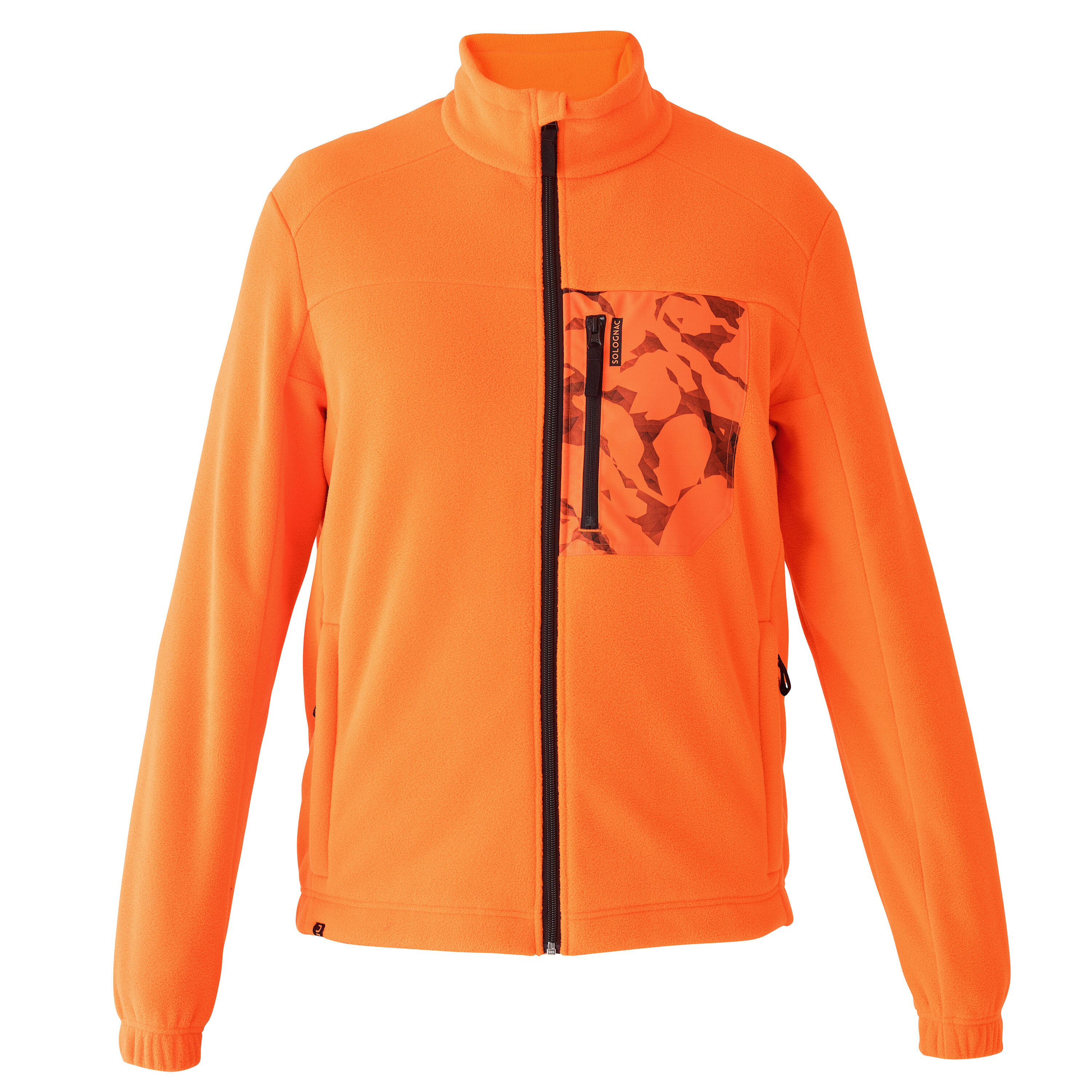 Forro Polar Caza Solgonac 500 Hombre Calido Naranja Fluo Alta Visibilidad 2/6