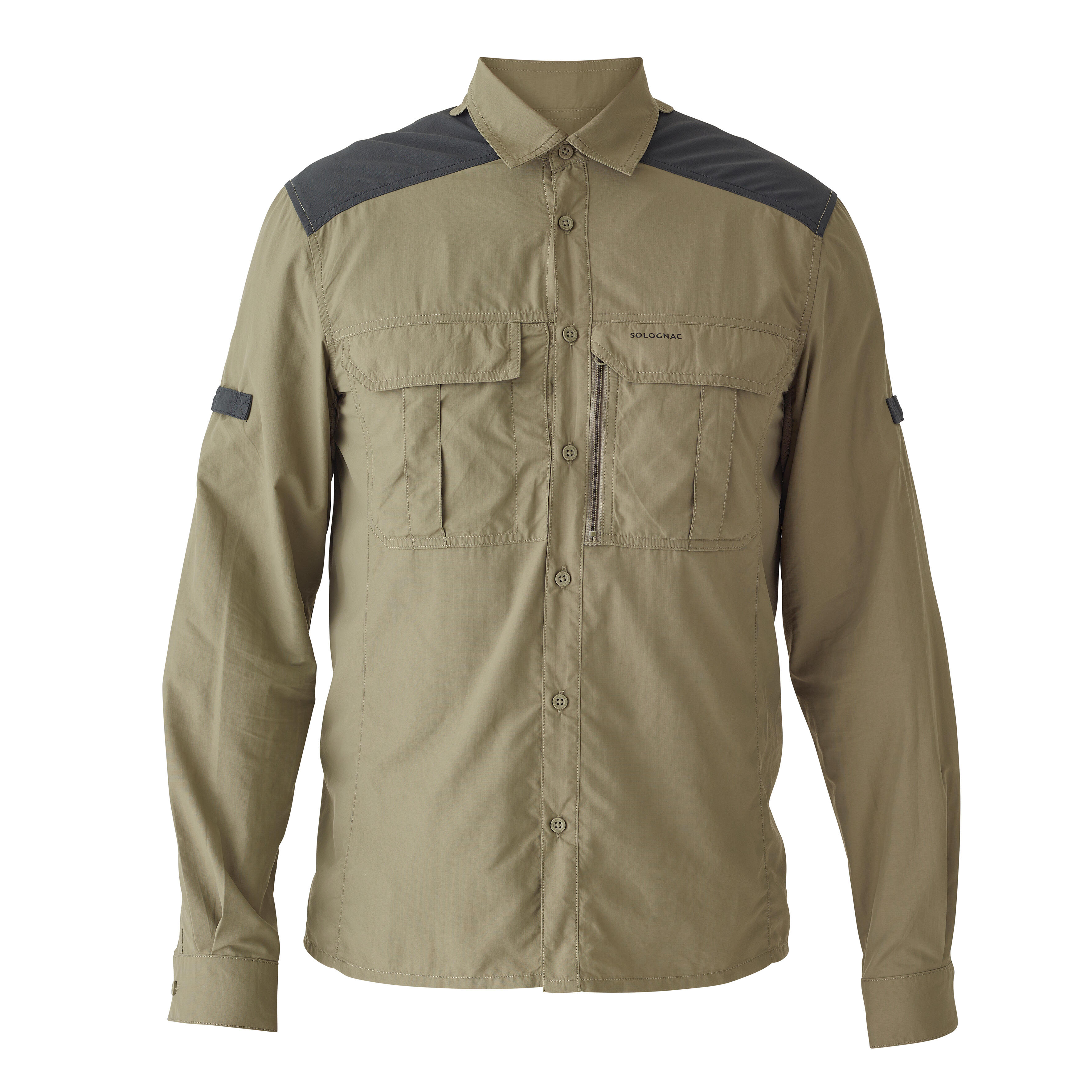 Lightweight Breathable Long-Sleeved Shirt - 520 Green - SOLOGNAC