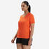 Women's V-Neck Cotton Fitness T-Shirt - Tomato