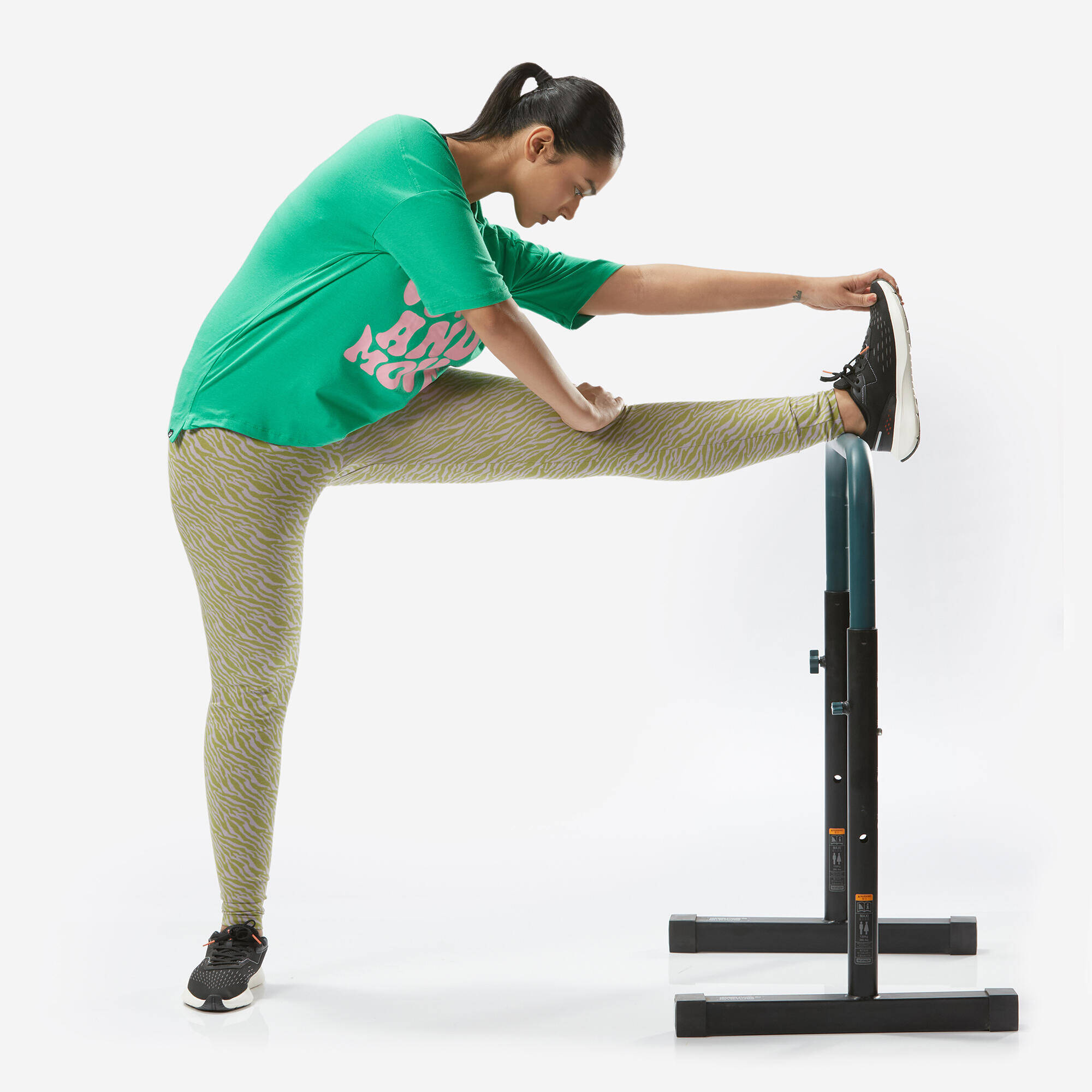 Women's Slim-Fit Fitness Leggings Fit+ 500 - Pearl Grey Print -  2