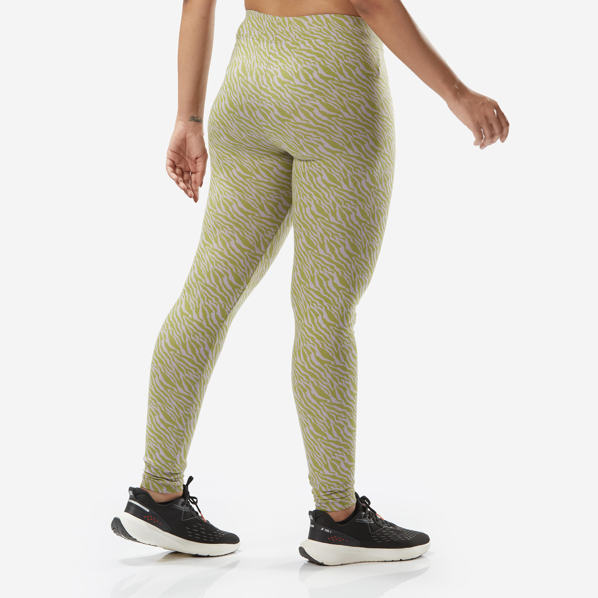 Women's Slim-Fit Fitness Leggings Fit+ 500 - Pearl Grey Print 3/3