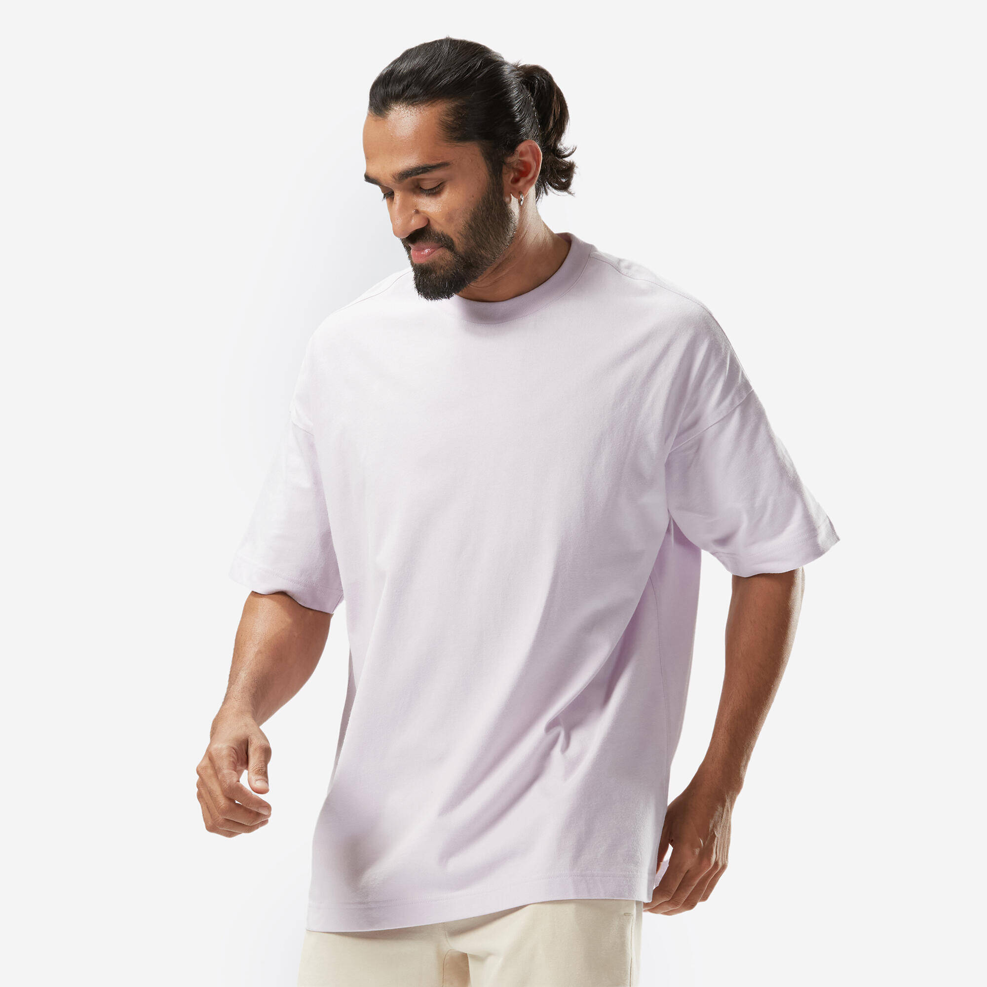 Men's Loose-Fit Fitness T-Shirt 520 - Pastel Mauve -  3