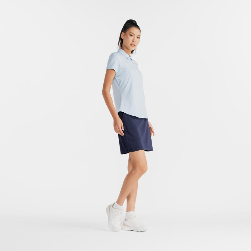 Women's golf short-sleeved polo shirt- WW 500 ice blue
