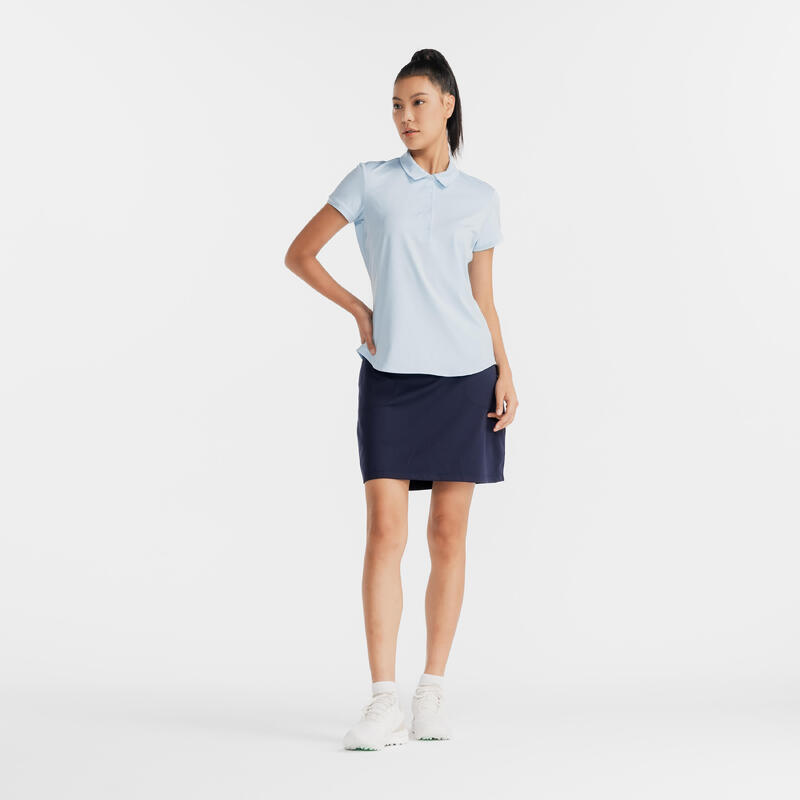 Women's golf short-sleeved polo shirt- WW 500 ice blue