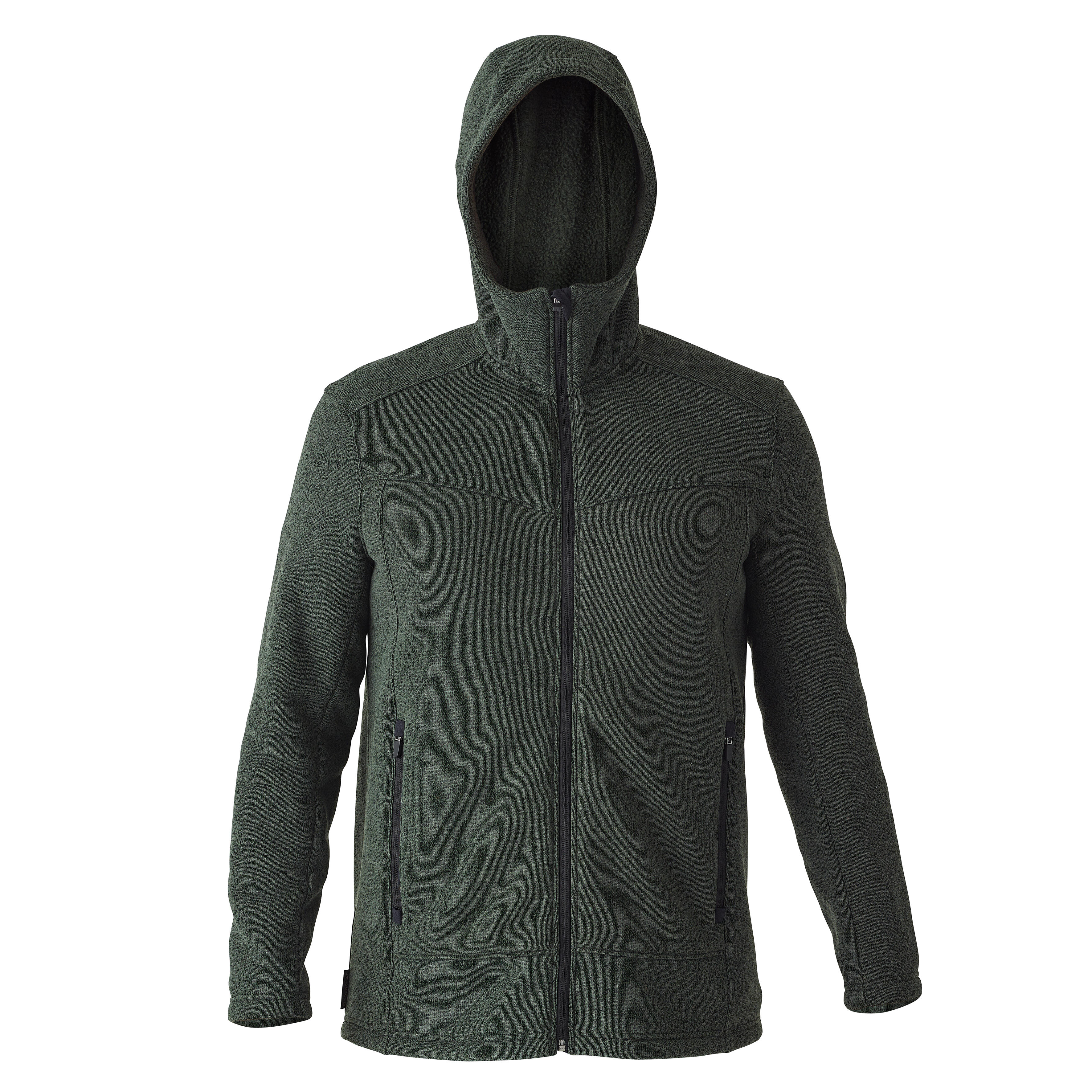 Chandail de chasse à capuchon avec glissière homme – 500 vert - SOLOGNAC