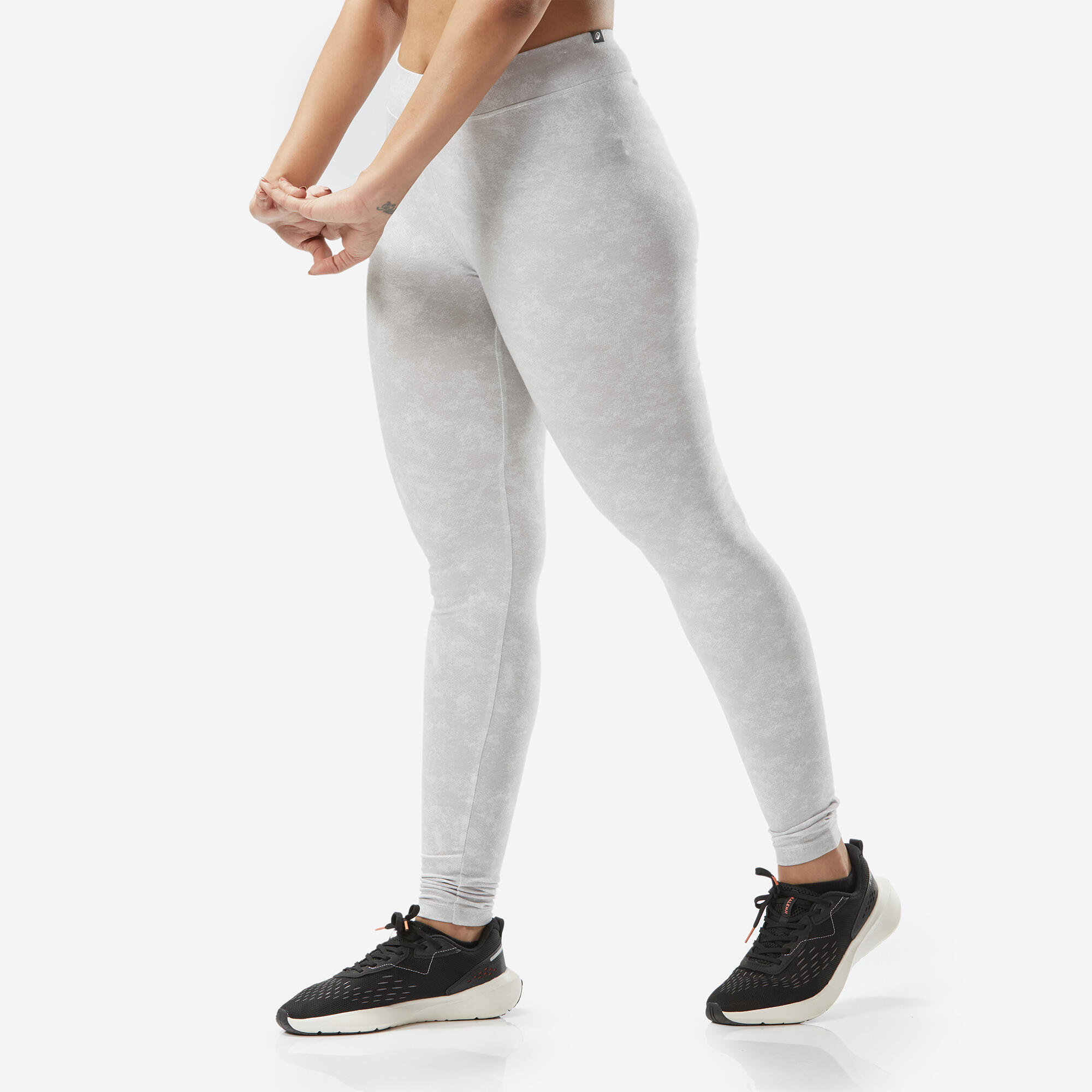 Women's Cotton Fitness Leggings - Grey Print