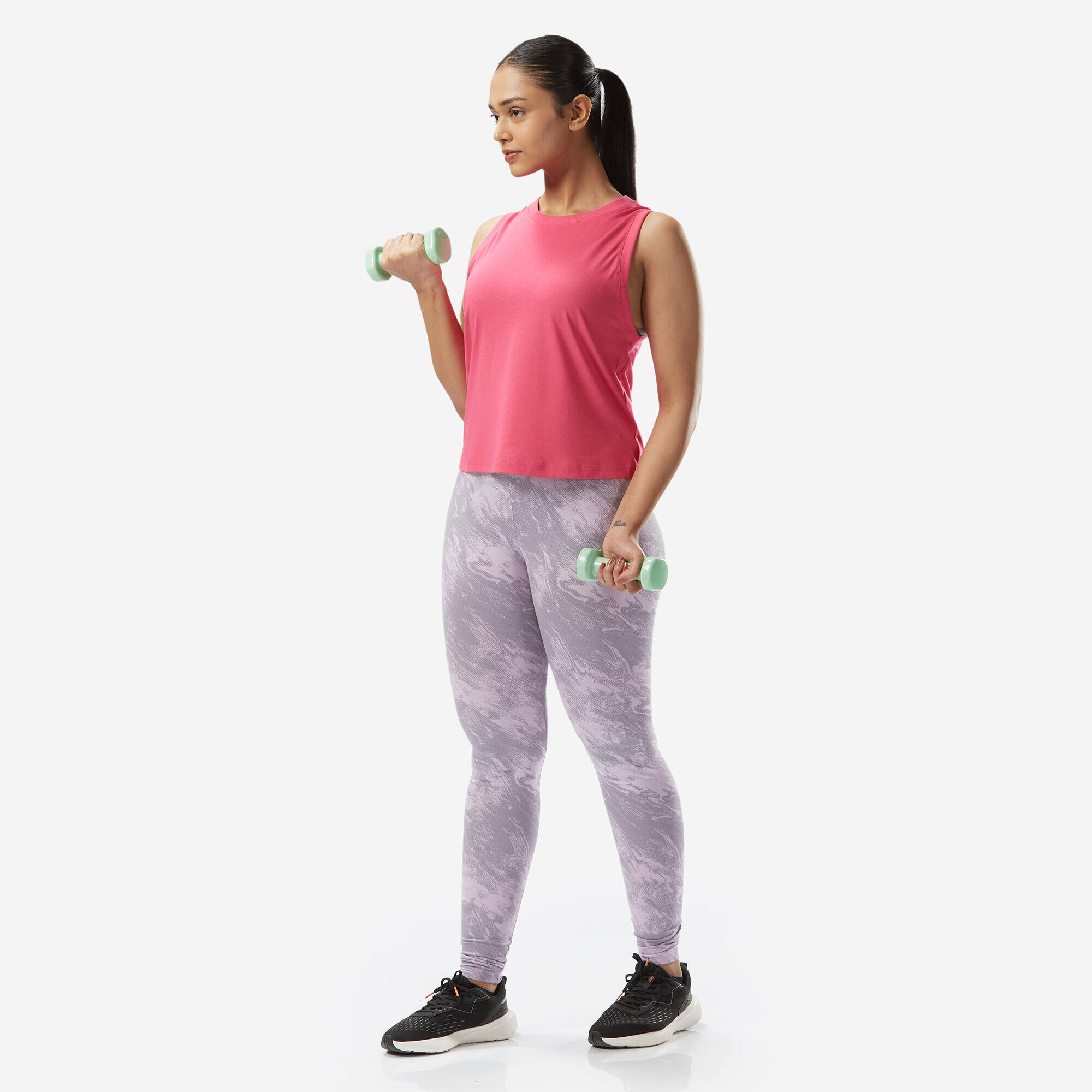 Women's Cotton Fitness Leggings - Purple -  2