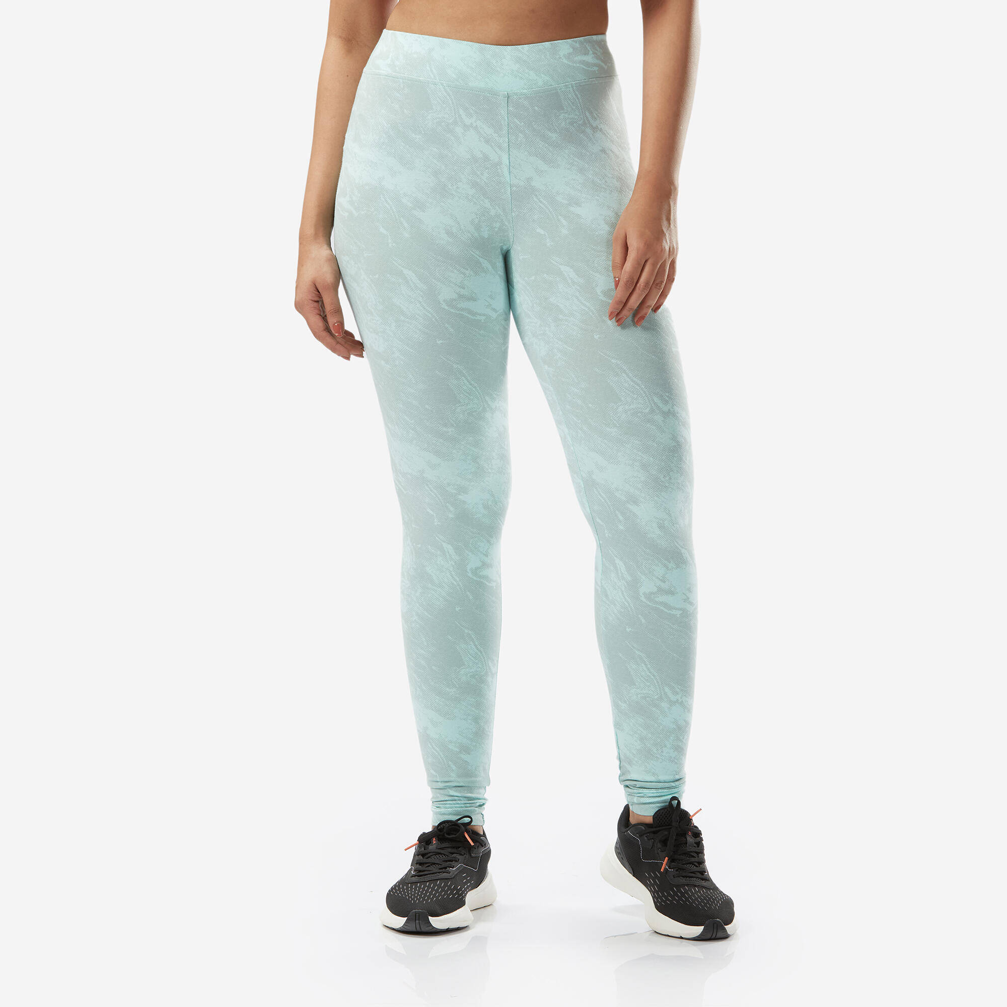 Women's Cotton Fitness Leggings - Light Green -  1