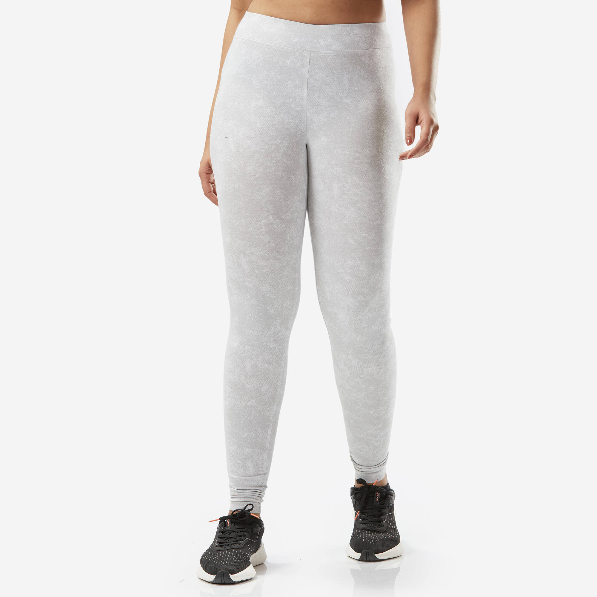 Women's Cotton Fitness Leggings - Grey Print -  1